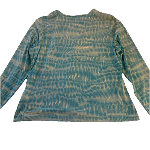 Lands' End Swim Shirt Rash Guard Top Women’s Large Blue & White Beach Cover Up - Picture 7 of 12